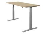 Schäfer Shop Select Schreibtisch SET UP, elektrisch höhenverstellbar, Rechteck, T-Fuss, B 1800 x T 800 x H 645-1290 mm, Eiche/weissaluminium