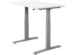 Schäfer Shop Select Schreibtisch SET UP, elektrisch höhenverstellbar, Rechteck, T-Fuss, B 1200 x T 800 x H 645-1290 mm, weiss/weissaluminium