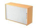 Querrollladenschrank ULM, 2 OH, Rollläden alusilber, B 1200 x T 400 x H 748 mm, Buche-Dekor
