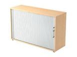 Querrollladenschrank TARVIS, 2 Ordnerhöhen, B 1200 x T 400 x H 825 mm, abschliess- & stapelbar, Ahorn-Dekor/alusilber