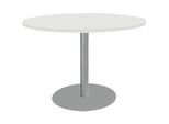 Schäfer Shop Select Besprechungstisch BST, bis 6 Personen, Kreis, Tellerfuss, B 1200 x T 1200 x H 617-817 mm, weiss/weissaluminium RAL 9006