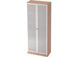 Aktenschrank mit Glastüren ULM, 5 OH, B 800 x T 420 x H 2004 mm, Nussbaum-Dekor