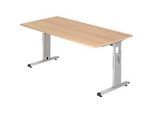 Schreibtisch ULM, C-Fuss, Rechteck, B 1600 x T 800 x H 650-850 mm, Eiche-Dekor