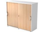 Schiebetürenschrank TARVIS, 3 Ordnerhöhen, B 1200 x T 400 x H 1100 mm, abschliess- & stapelbar, weiss/Eiche-Dekor