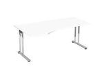 Schreibtisch mit Ansatz PALENQUE, C-fuss, Freiform, links, B 1800 x T 1000/800 x H 720 mm, weiss