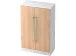 Aktenschrank TARVIS, mit Griff ohne Schloss, 3 Ordnerhöhen, B 800 x T 420 x H 1270 mm, weiss/Eiche-Dekor