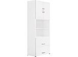 Kombischrank PALENQUE, 6 OH, Holztüren, HR-Auszug, B 800 x T 420 x H 2160 mm, weiss