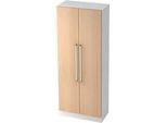 Aktenschrank TARVIS, mit Griff ohne Schloss, 5 Ordnerhöhen, B 800 x T 420 x H 2004 mm, weiss/Eiche-Dekor