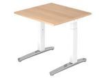 Schreibtisch TOPAS LINE, manuell höheneinstellbar, B 800 mm, Eiche/weiss/alu poliert