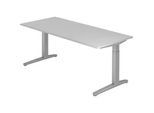 Schreibtisch TOPAS LINE, manuell höheneinstellbar, B 1800 mm, lichtgrau/silber/silber
