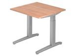 Schreibtisch TOPAS LINE, manuell höheneinstellbar, B 800 mm, Nussbaum/silber/silber