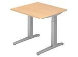 Schreibtisch TOPAS LINE, manuell höheneinstellbar, B 800 mm, Ahorn/silber/silber