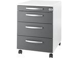 Schäfer Shop Select Rollcontainer LOGIN, 3 Schubladen, 1 Utensilienauszug, Zentralverriegelung, B 432 x T 580 x H 595 mm, weiss/graphit