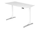Schreibtisch TOPAS LINE, elektrisch höhenverstellbar, C-Fuss, B 1600 x T 800 x H 650-1300 mm, weiss/alusilber + Memoryschalter, Kabelkanal
