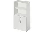 Schäfer Shop Select Kombischrank LOGIN, oben 2 Regale, unten 2 Ordnerhöhen mit Türen, B 800 x T 420 x H 1470 mm, lichtgrau/lichtgrau