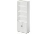 Schäfer Shop Select Kombischrank LOGIN, oben 4 Regale, unten 2 Ordnerhöhen mit Türen, B 800 x T 420 x H 2240 mm, lichtgrau/lichtgrau
