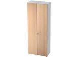 Schrank TOPAS LINE, Akten/Garderobenschrank, 6 Ordnerhöhen, B 800 mm, weiss/Eiche-Dekor