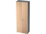Schrank TOPAS LINE, Akten/Garderobenschrank, 6 Ordnerhöhen, B 800 mm, graphit/Eiche-Dekor