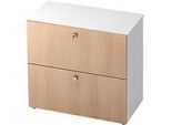 Hängeregistraturschrank TOPAS LINE, 2 Ordnerhöhen, mit Vollauszug, weiss/Eiche-Dekor
