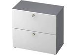 Hängeregistraturschrank TOPAS LINE, 2 Ordnerhöhen, mit Vollauszug, graphit/weiss