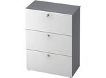 Hängeregistraturschrank TOPAS LINE, 3 Ordnerhöhen, mit Vollauszug, graphit/weiss
