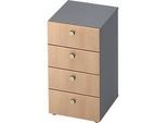 Schubladenschrank TOPAS LINE, 2 OH, B 400 mm, graphit/Eiche-Dekor