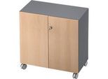 Rollenschrank TOPAS LINE, 2 Ordnerhöhen, Türen abschliessbar, graphit/Eiche-Dekor