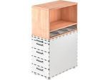 Aufsatzregal , für Standcontainer, 1 Fachboden, Nussbaum-Dekor