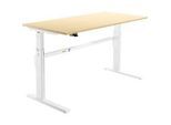 Schäfer Shop Select Schreibtisch, elektrisch höhenverstellbar, Rechteck, C-Fuss, B 1800 x T 800 x H 725-1185 mm, Ahorn/weiss