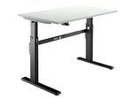 Schäfer Shop Select Schreibtisch, elektrisch höhenverstellbar, Rechteck, C-Fuss, B 1200 x T 800 x H 725-1185 mm, lichtgrau/schwarz