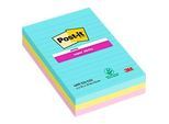 Post-it® Haftnotizen Super Sticky XL Notes 4690S3MI Miami, 101 x 152 mm, 3 x 90 Blatt, liniert, bunt