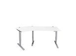 Schäfer Shop Genius Winkelschreibtisch AERO FLEX, elektrisch höhenverstellbar, 135° Winkel links, B 2165 mm, weiss/weissalu + Memorypanel