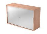 Schiebetürenschrank JENA, 2 OH, Front silber, B 1200 x T 400 x H 748 mm, Nussbaum-Dekor