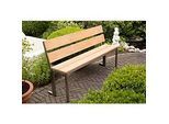 Parkbank, Edelstahl/Garapaholz, mit Rückenlehne, B 2000 x T 300 x H 830 mm
