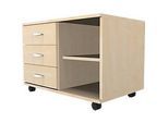 Schäfer Shop Select Mobiles Sideboard, Regal + 3 Schübe + Utensilienschub, B 800, anstellbar links, Ahorn