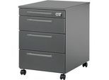 Schäfer Shop Select Rollcontainer Start Off 1233, 3 Schübe + Utensilienauszug, abschliessbar, B 432 x T 580 x H 595 mm, graphit/graphit