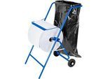 Mobiler Papierrollenhalter, für Rollenbreite 400 mm, Abreisskante & Halterung für Müllsäcke bis 120 l, B 550 x T 700 x H 900 mm