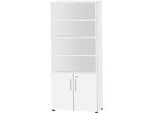 Schäfer Shop Select Kombischrank Start Off, 6 OH, 2 OH mit Tür, abschliessbar, B 800 x T 420 x H 2196 mm, weiss/weiss