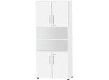 Schäfer Shop Select Kombischrank Start Off, 6 OH, 4 OH m. Tür, abschliessbar, B 800 x T 420 x H 2196 mm, weiss/weiss