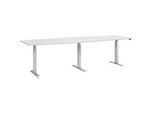 Schäfer Shop Select Tisch, elektrisch höhenverstellbar, Boot, T-Fuss, B 2800 x H 640-1300 mm, lichtgrau/weissaluminium