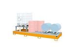Auffangwanne Bauer AWA 31, Stahl, orange, L 3850 x B 1460 x H 780 mm, 1000 l, für 3 x 1000 l IBC, 1 Abfüllaufsatz, 2 Gitteroste