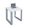 Schreibtisch, rechteckig, Bügelfuss, B 800 x T 800 x H 760 mm, weiss/silber