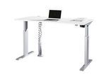 Schäfer Shop Select Schreibtisch ERGO-T, elektrisch höhenverstellbar, Rechteck, T-Fuss, B 1600 x T 800 x H 725-1185 mm, weiss/weissaluminium