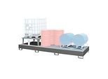 Auffangwanne Bauer AWA 31, Stahl, grau, L 3850 x B 1460 x H 780 mm, 1000 l, für 3 x 1000 l IBC, 1 Abfüllaufsatz, 2 Gitteroste