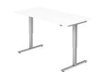 Schreibtisch Ulm, elektrisch höhenverstellbar, T-Fuss, B 1600 mm, weiss
