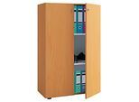 Flügeltürenschrank, aus Holz, 3 OH, Griffknöpfe, höhenverstellbare Fachböden, B 700 x T 400 x H 1050 mm, Buche