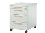 Schäfer Shop Select Rollcontainer Start Off Wood, 3 Schübe, Utensilienauszug, B 432 x T 580 x H 595 mm, Holz, lichtgrau
