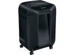Aktenvernichter Fellowes® Powershred LX 85, Partikelschnitt 4 x 40 mm, P-4, 19 l, 12 Blatt Schnittleistung, mit Rollen, schwarz