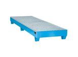 Stahl-Auffangwanne mit Gitterrost, 2400 x 800 mm, blau RAL 5012