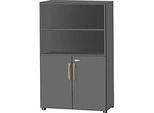 Schäfer Shop Select Kombischrank Start Off Wood, 4 OH, abschliessbar, B 800 x T 420 x H 1514 mm, Holz, graphit